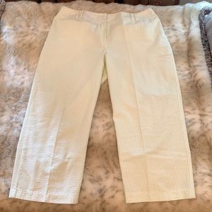 Ann Taylor Loft light green seer sucker capris